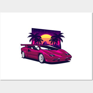 Pink Countach Classic Supercar Posters and Art